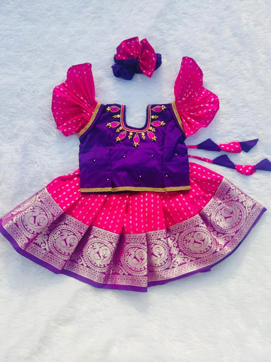 Purple and Pink Pattu pavada