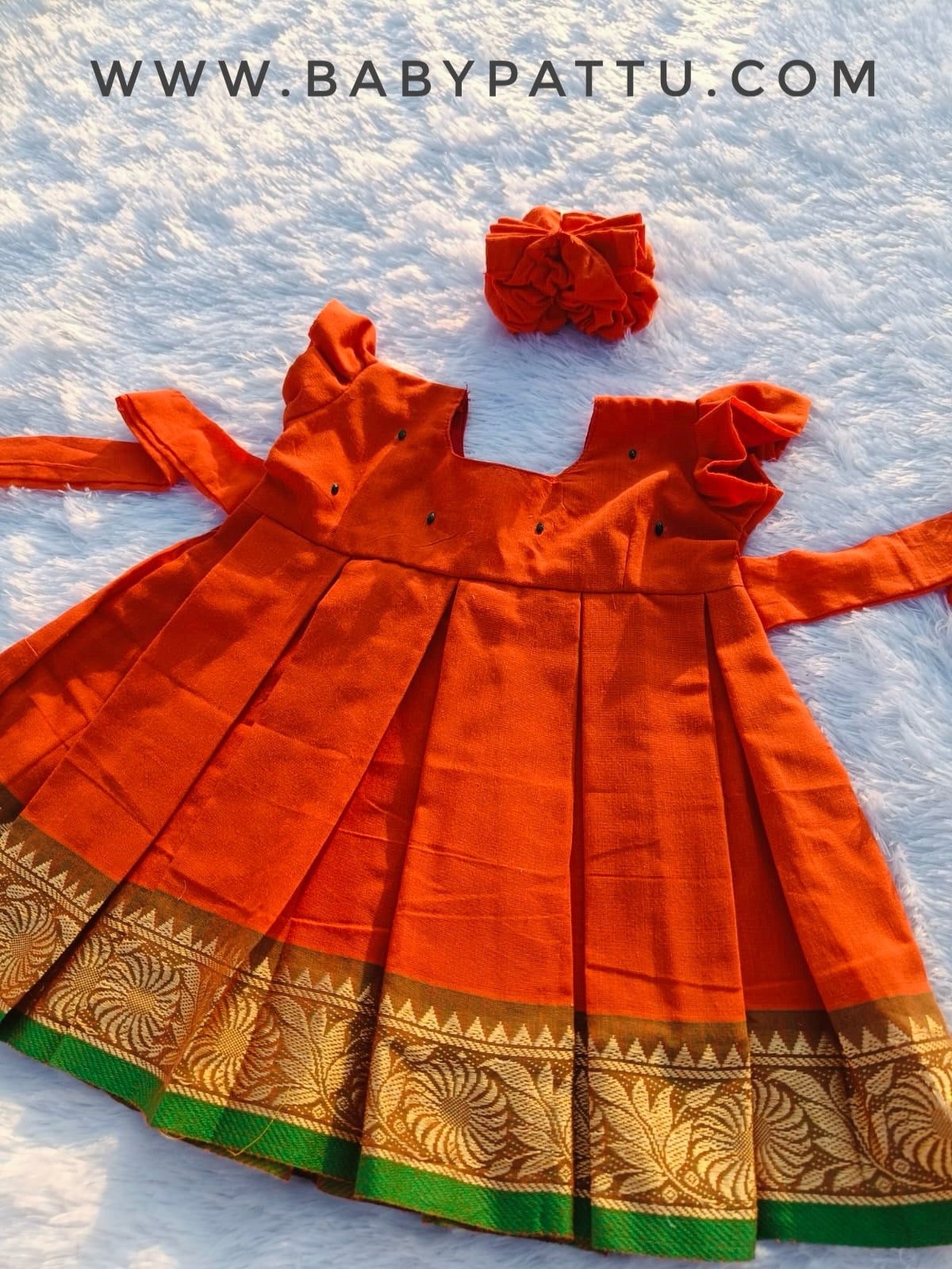 Orange Colour Pure Cotton Frock