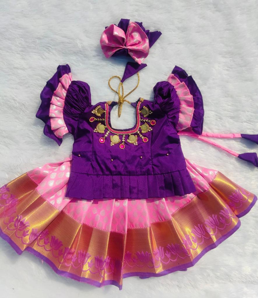 Purple and Pink Pattu pavada