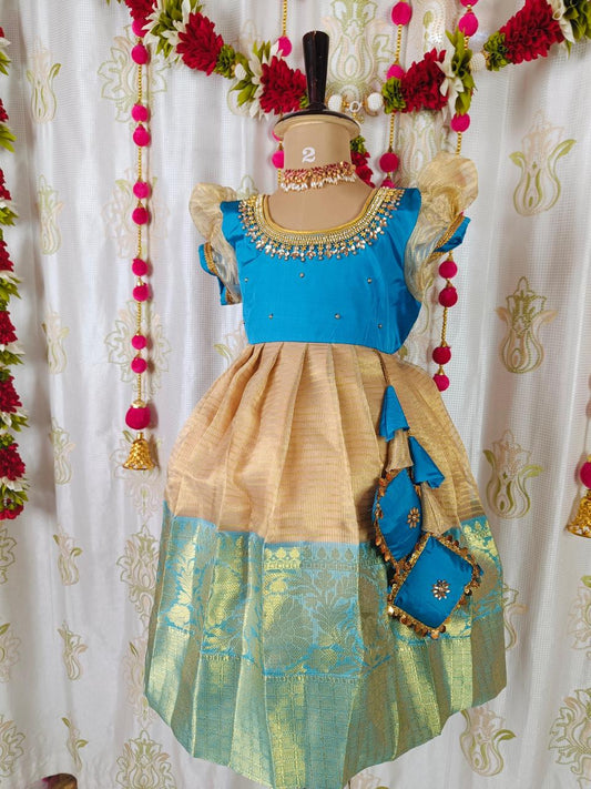 Blue & Gold Tissue Frock