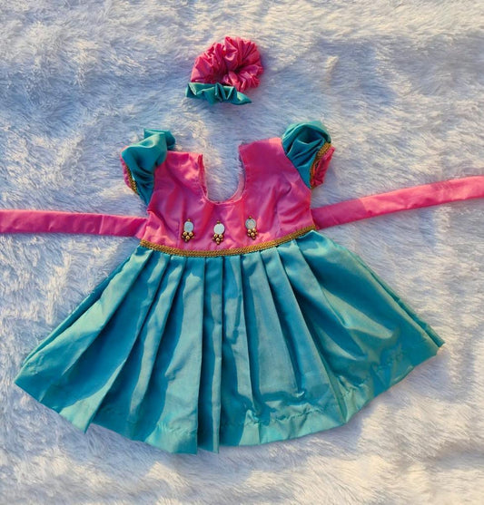 Pink and Sea Blue Frock