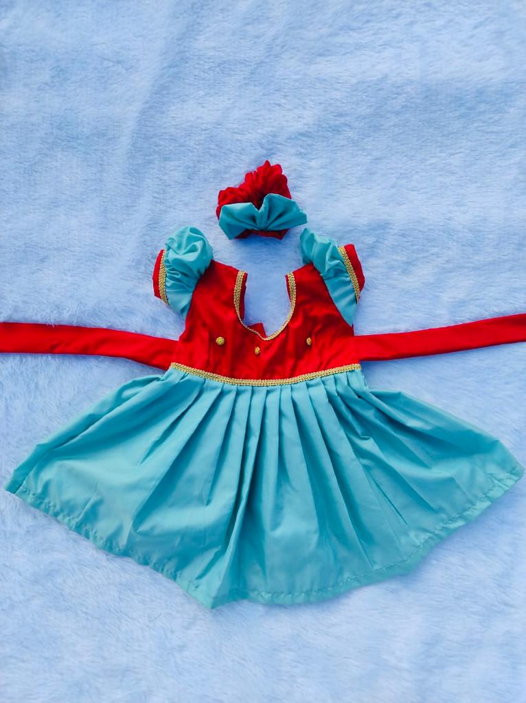 Red and Sea Green Frock