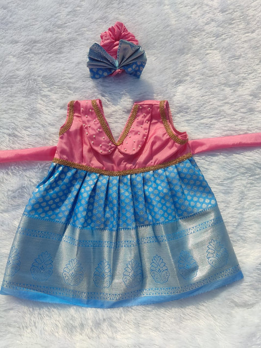 Pink and Sky Blue Frock