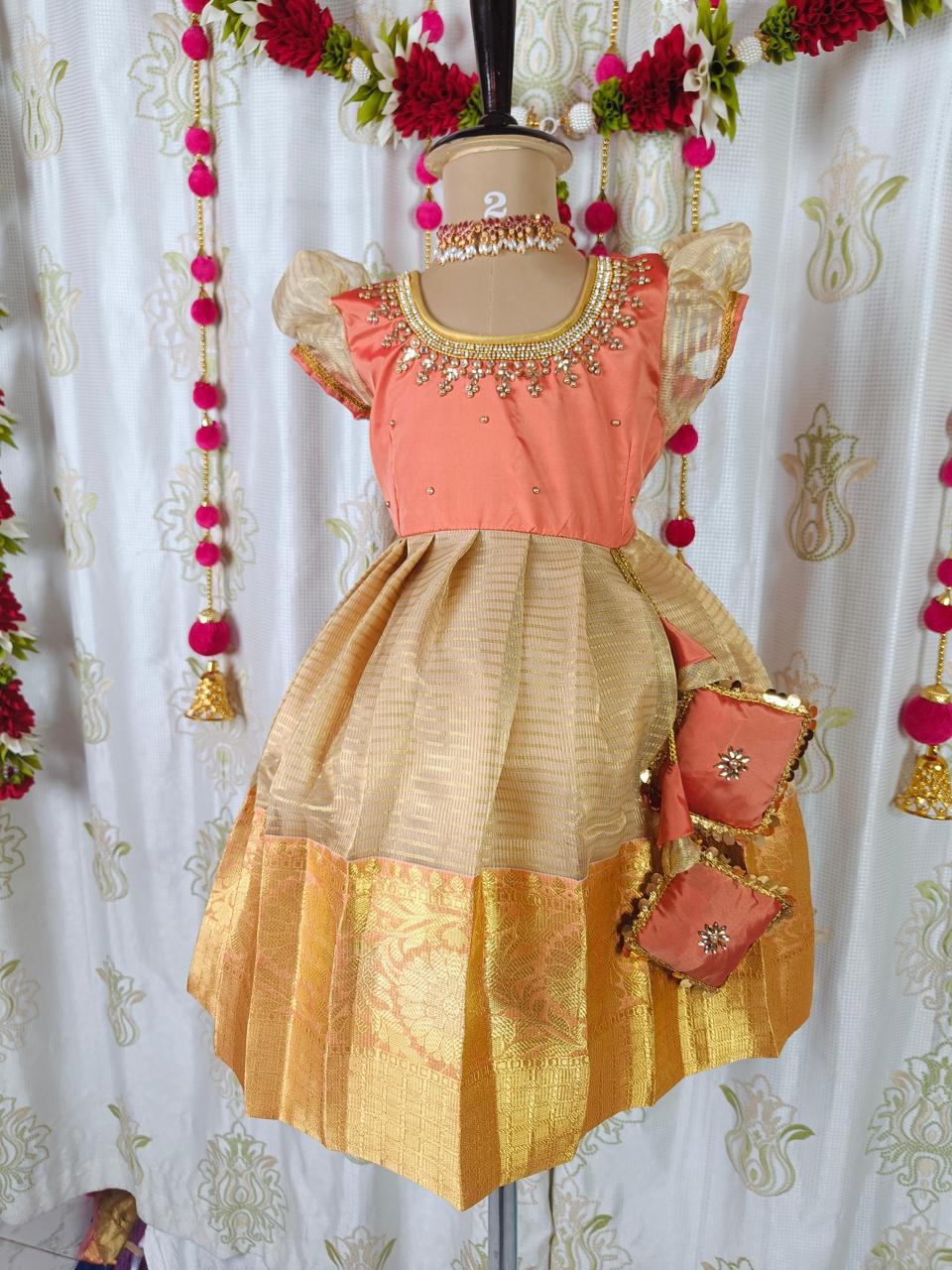 Peach & Gold Tissue Frock