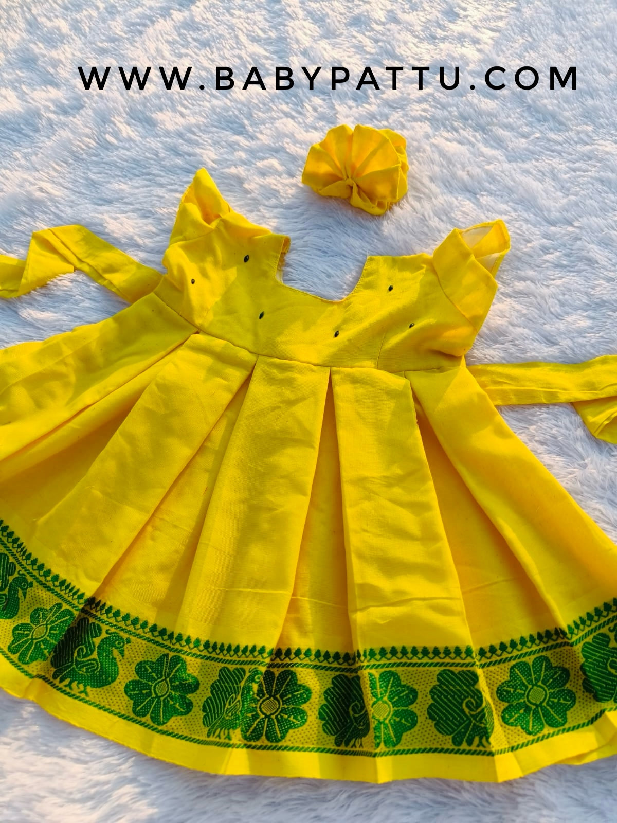 Lemon Yellow Colour Pure Cotton Frock