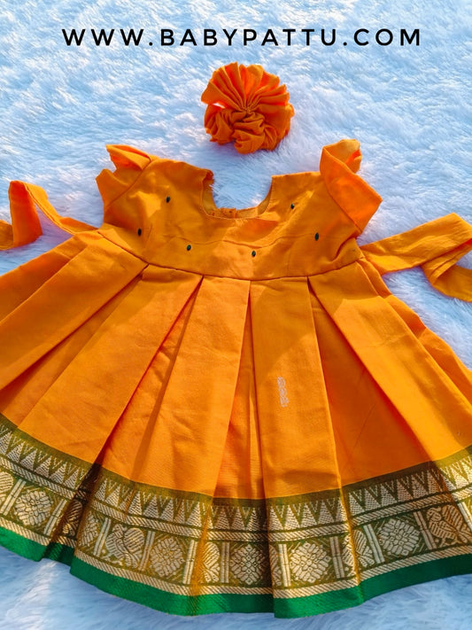 Mango Yellow Colour Pure Cotton Frock