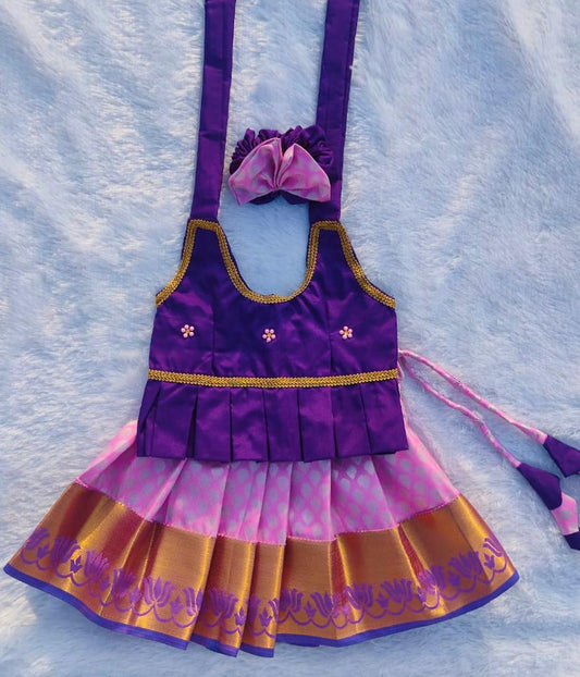 Purple top and Pink bottom Pattu pavada