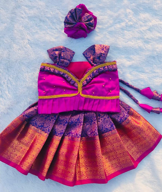 Pink and Purple Pattu Pavada