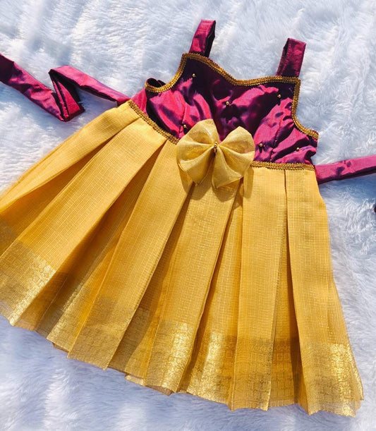 Wine & Gold Tissue Frock