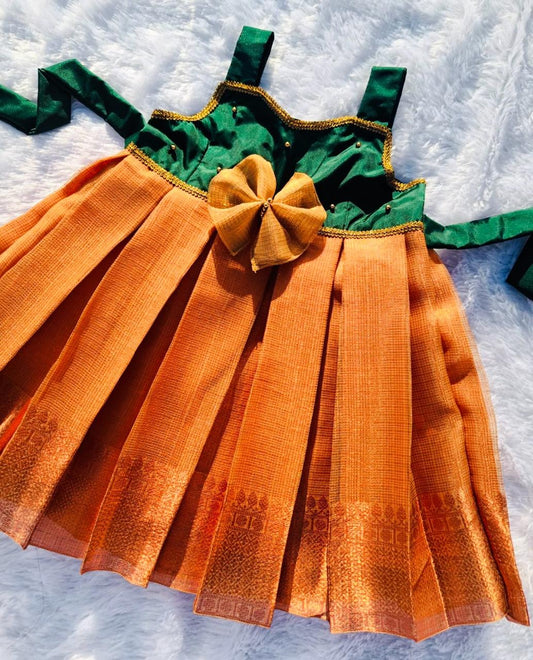 Green & Copper Tissue Frock