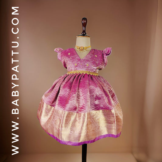 Purple Colour Crush Tissue Silk Frock