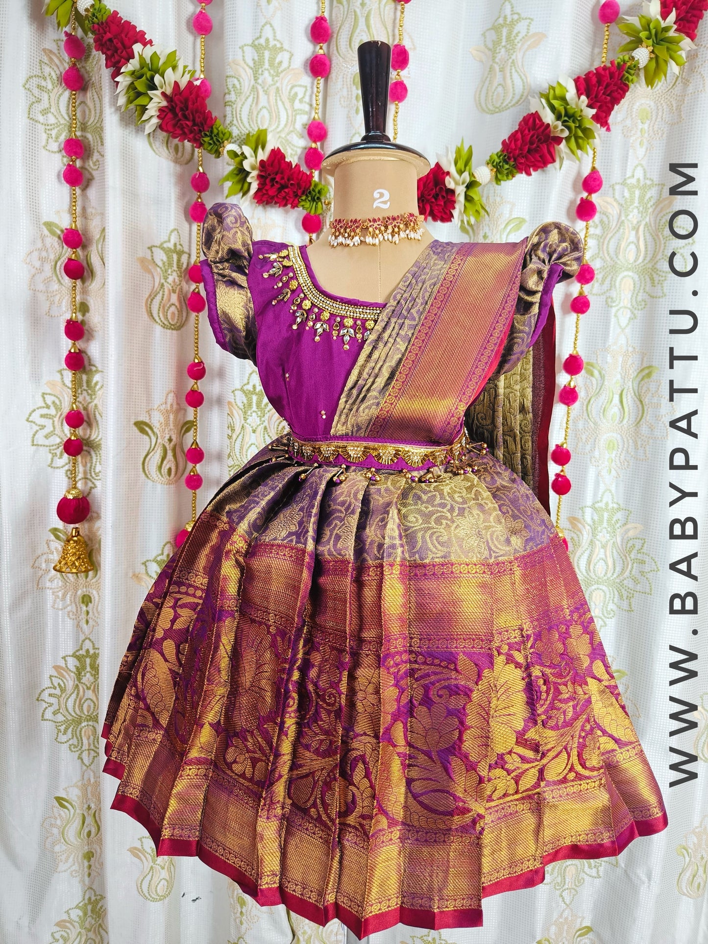 Purple and Lavender Shade Princess Frock with Detachable Dupatta