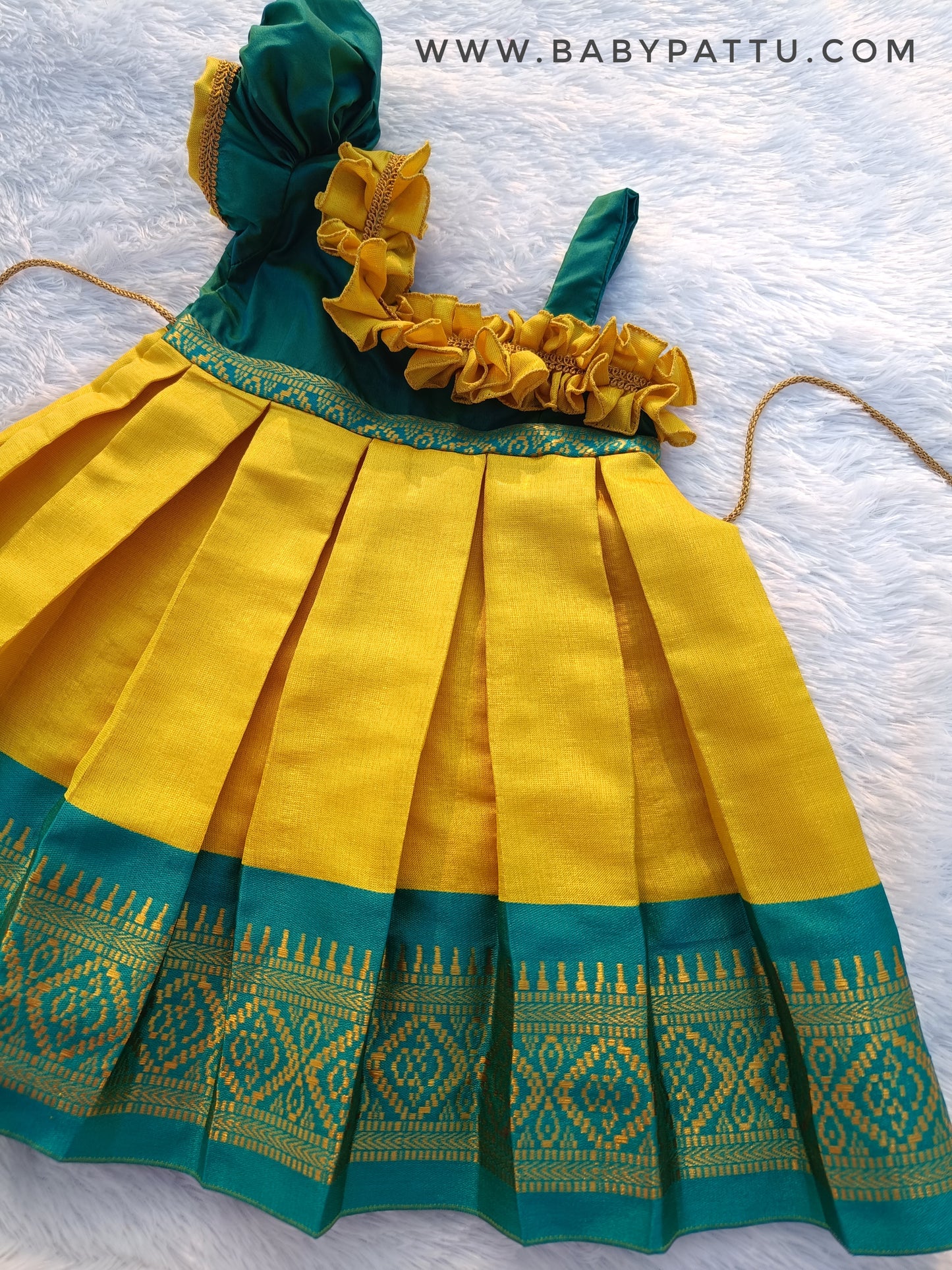 Green & Yellow Single Sleeve Frock