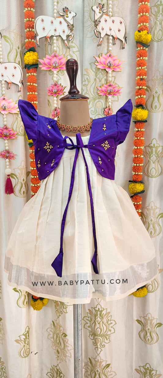 🌾🌾Purple & White Kerala Coat Modal Frock  || Vishu Collection || 2024 ||🌾🌾