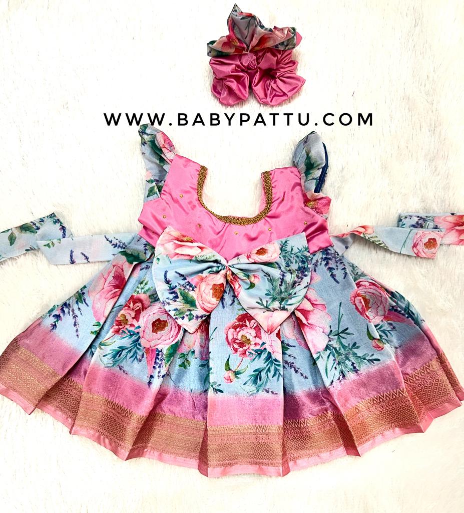 PINK COLOUR FROCK WITH FLORAL PRINT