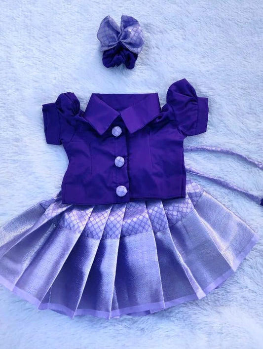 Purple Shirt & Lavender Pattu Pavada