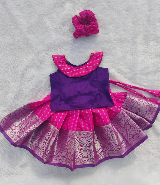 Purple & Pink Pattu Pavada