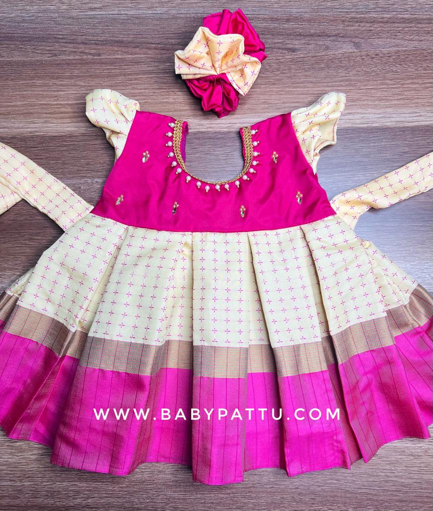 Rani Pink Half White Frock