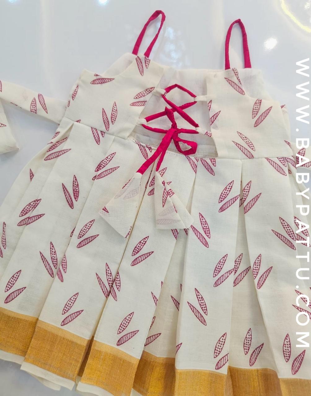 White And Pink Cotton Frock