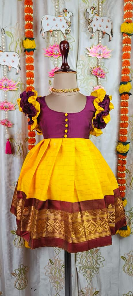 Maroon & Yellow Frock