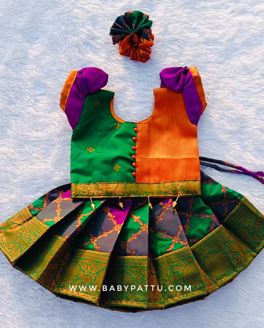 Multi Colour Pattu Pavada