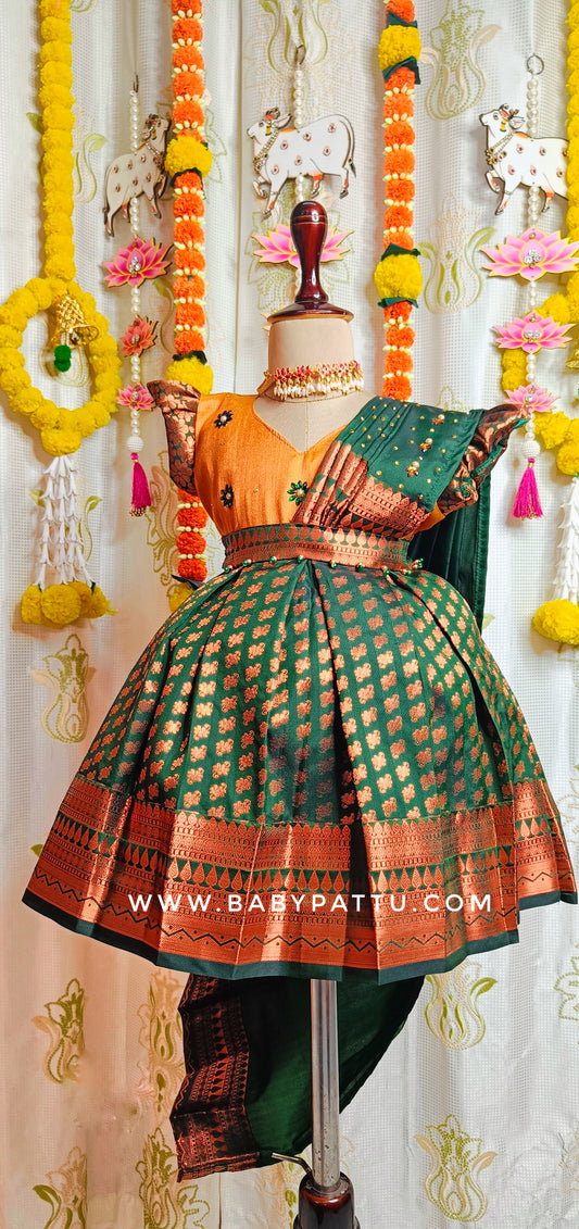 Copper With Green Beautiful Frock