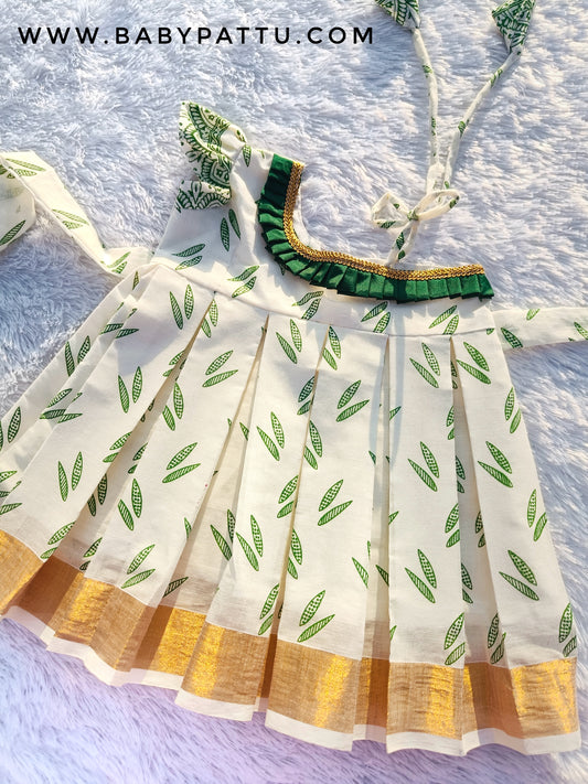 Green Colour Kerala Cotton Frock