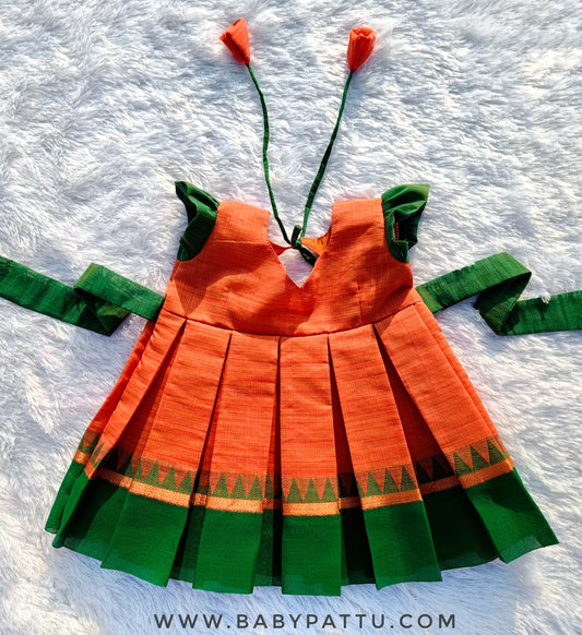 Pure Cotton kanakambaram & Green frock