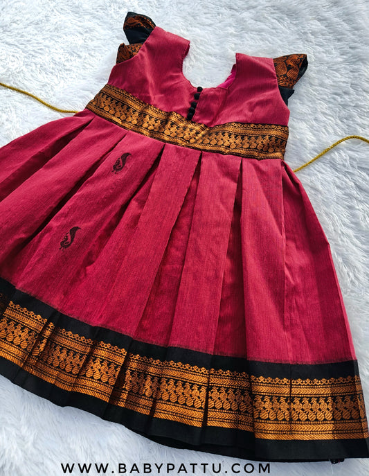 Ruby Pink Kalyani Cotton Frock