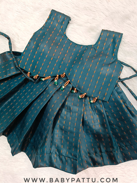 Peacock Blue Co-ord Set pattu pavada