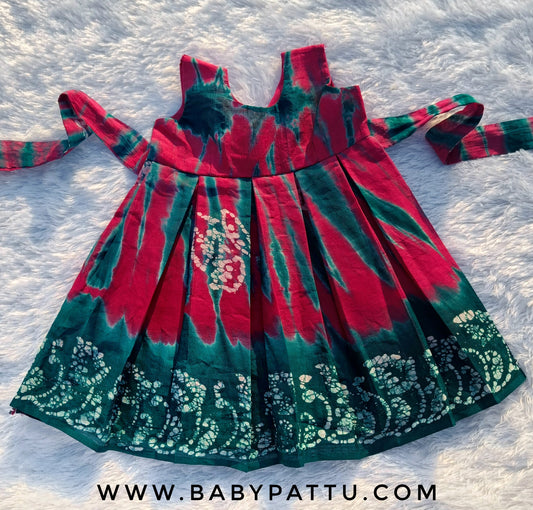 Pure Cotton Rani Pink & Green Frock