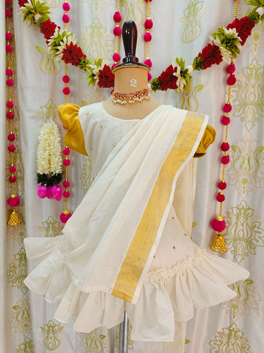 Saree Model Kerala cotton Long Frock