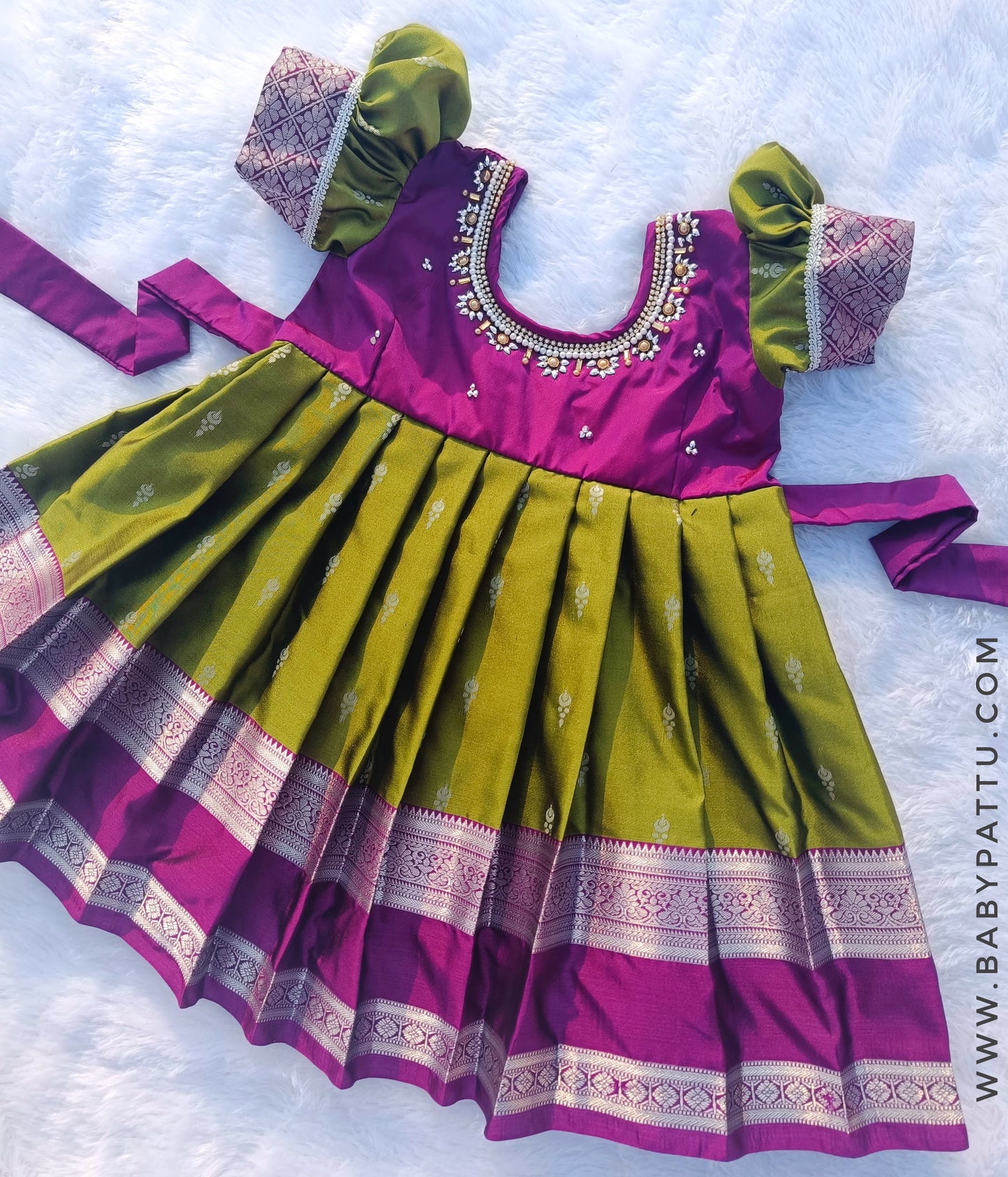 Purple & Mehandi Green Frock