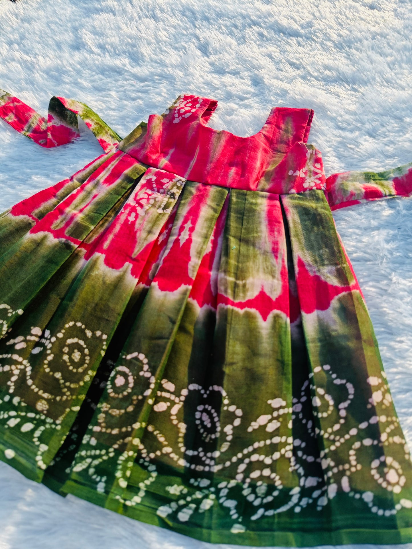 Pure Cotton Pink & Green Frock