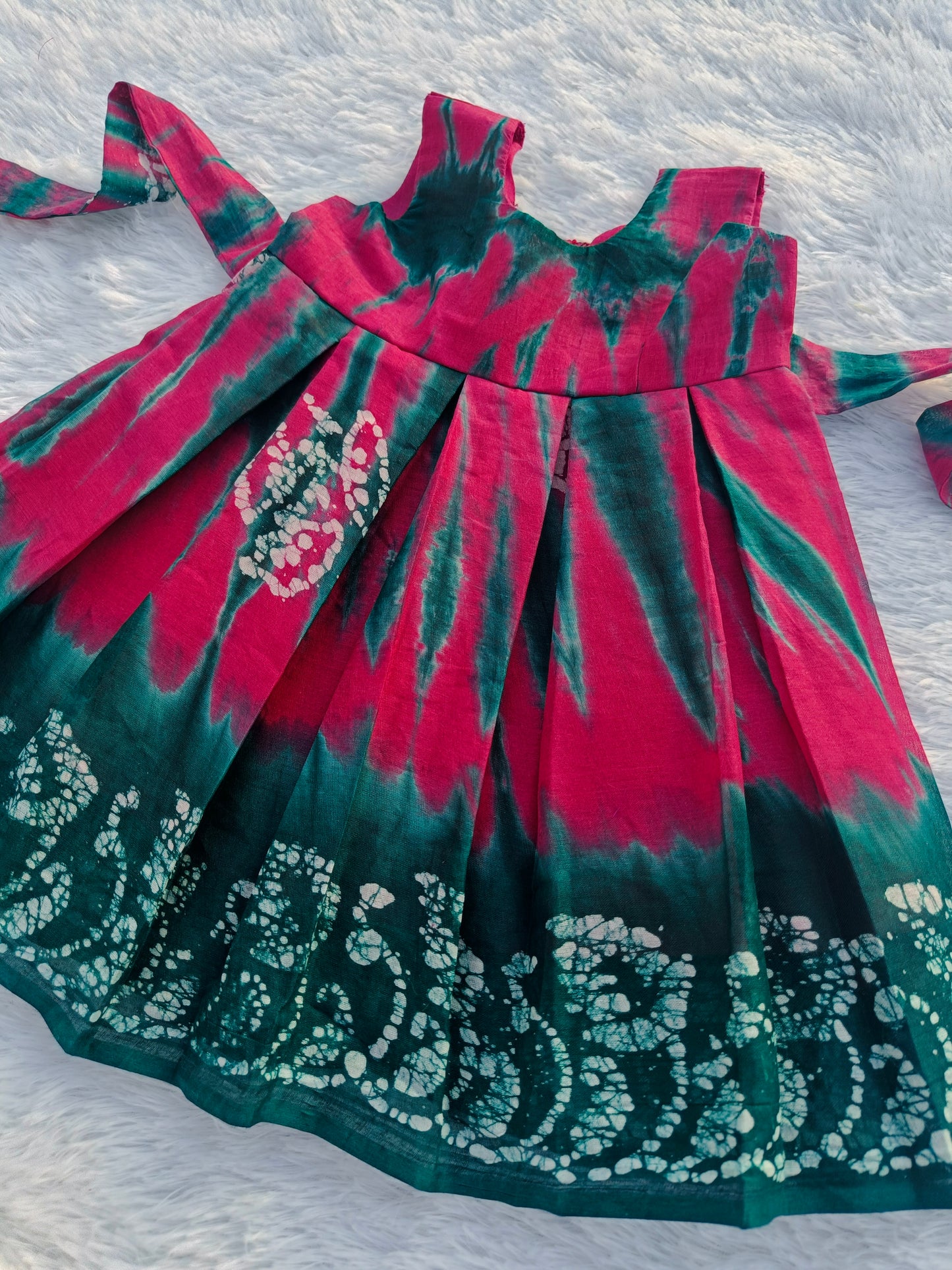 Pure Cotton Rani Pink & Green Frock