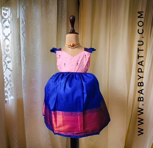 Baby pink &Blue frock