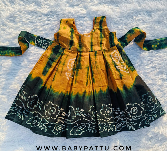 Pure Cotton Yellow & Green Frock