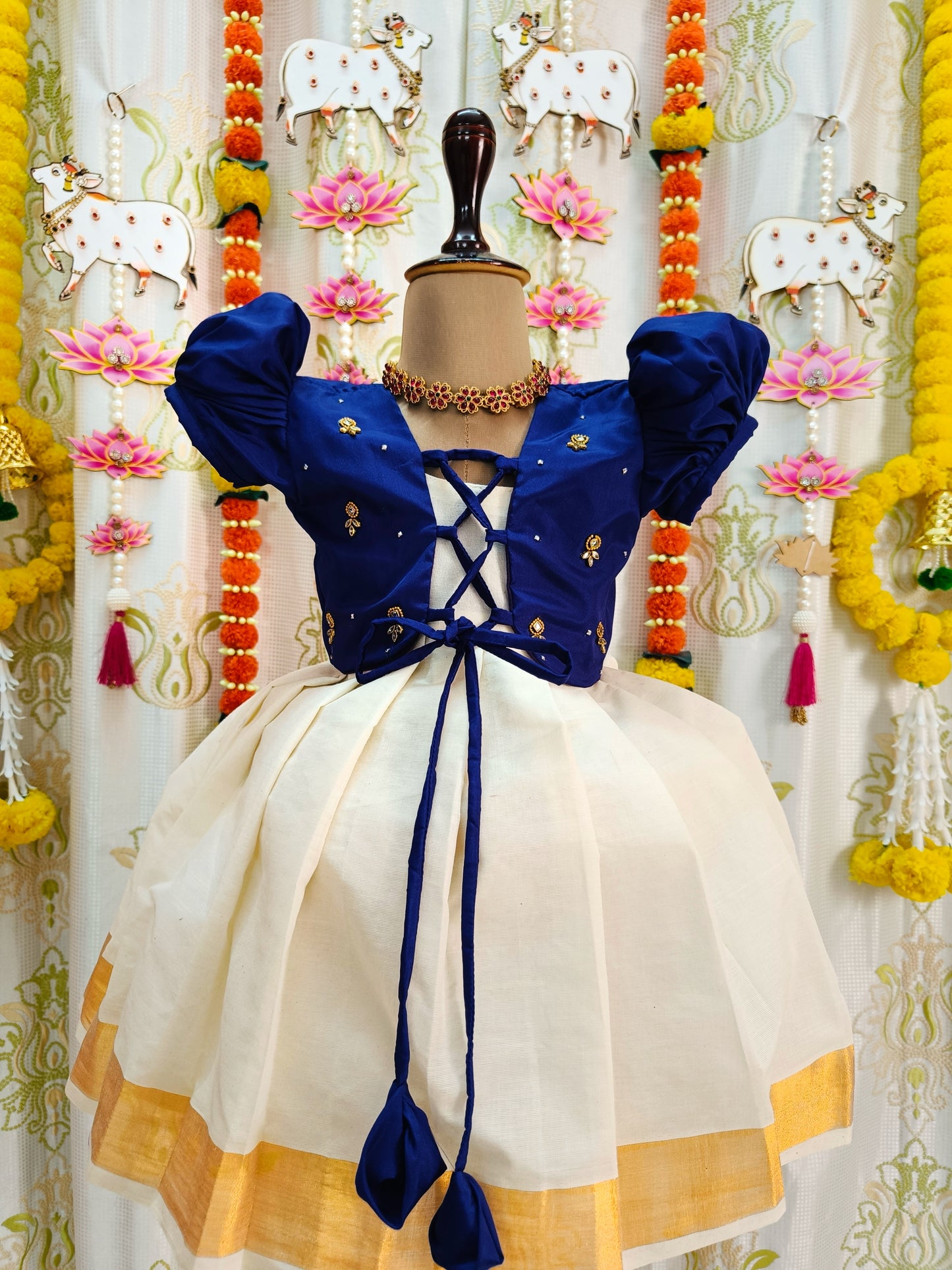 Navy Blue & White Kerala Coat Model Frock || Vishu Collection || 2024 ||