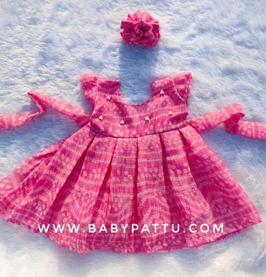 Pink Soft Kota Cotton Frock