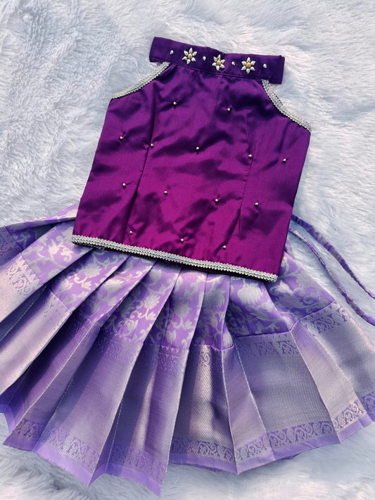 Purple Top & Lavender Pattu Pavada